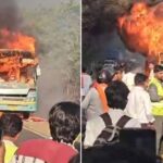 इंदौर-भोपाल हाईवे पर चलती बस में लगी भीषण आग, यात्रियों ने खिड़की से कूदकर बचाई जान
