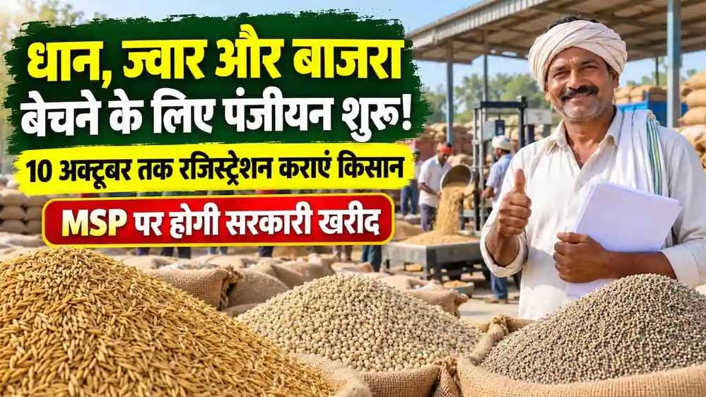 धान, ज्वार और बाजरा उपार्जन के लिए रिकॉर्ड पंजीयन, 10 अक्टूबर तक मिलेगा मौका